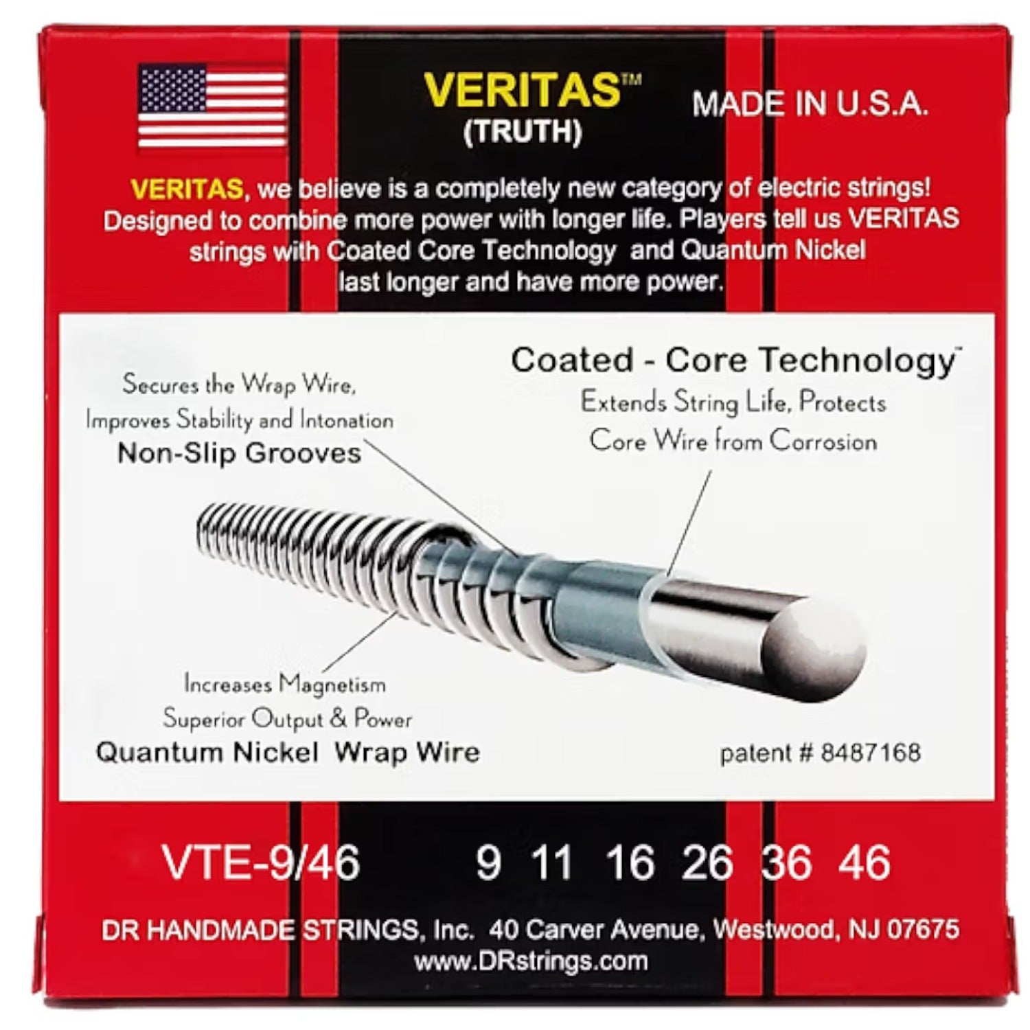 DR String VTE-9/46 Veritas Light to Medium Electric Guitar Strings Set - .009-.046