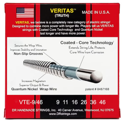 DR String VTE-9/46 Veritas Light to Medium Electric Guitar Strings Set - .009-.046