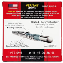 DR String VTE-9/46 Veritas Light to Medium Electric Guitar Strings Set - .009-.046