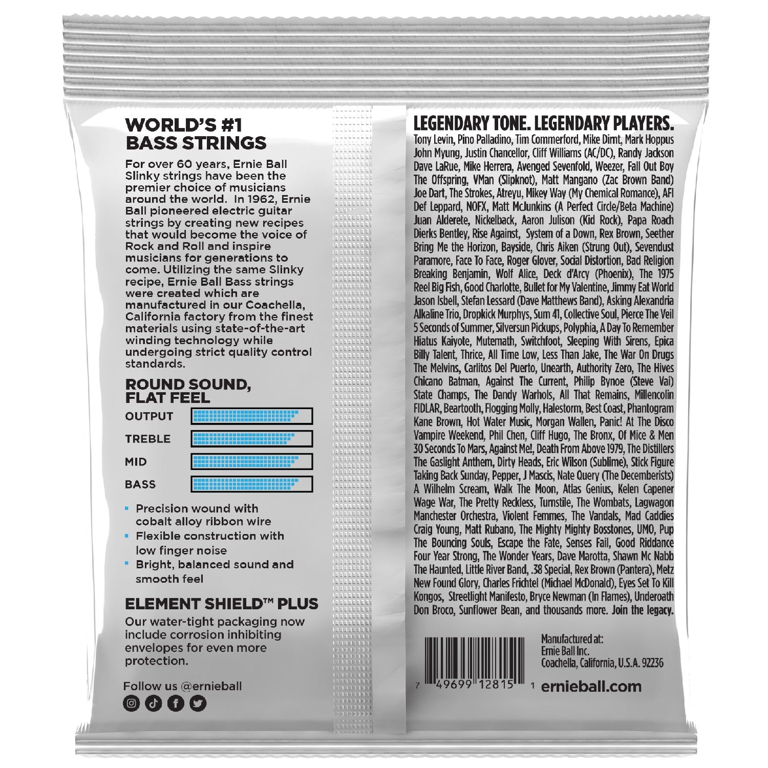Ernie Ball Extra Slinky Flatwound Electric Bass Strings