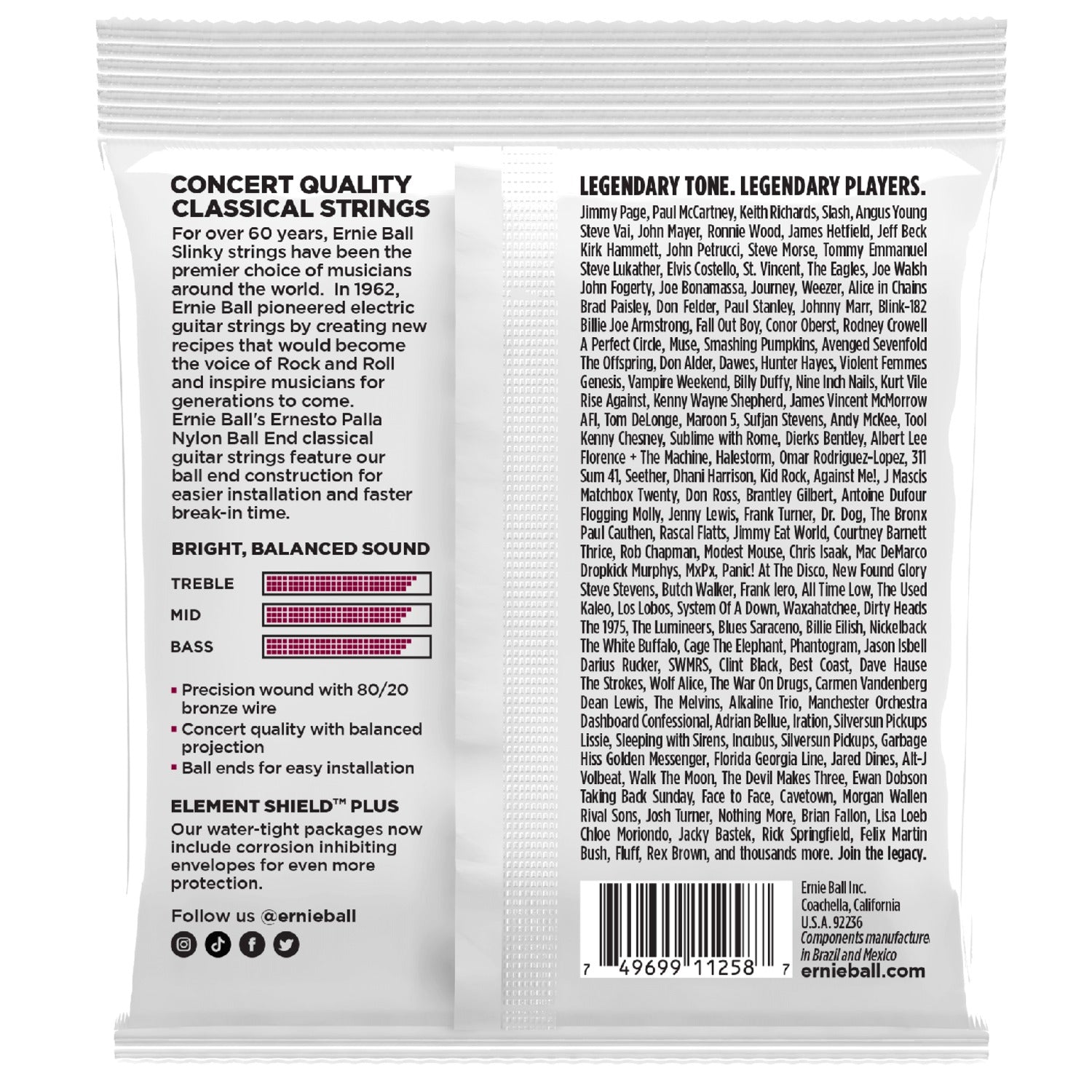 Ernie Ball 3409 Ernesto Palla Black and Gold Ball End Nylon Classical Guitar Strings 3 Pk - .28-.42