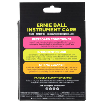 Ernie Ball 3-Pack Instrument Care with Microfiber Polish Cloth