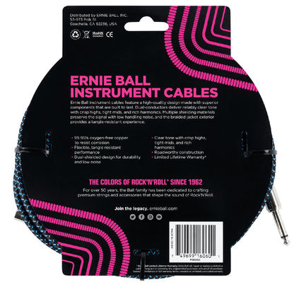Ernie Ball 25 Ft Braided Straight-Angle Instrument Cable