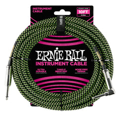 Ernie Ball 10' Braided Straight Angle Instrument Cable