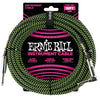 Ernie Ball 18' Braided Straight Angle Instrument Cable