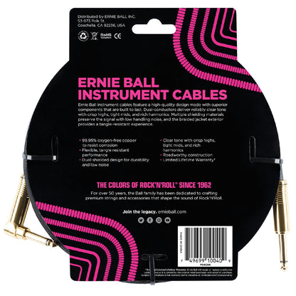 Ernie Ball 18' Braided Straight Angle Instrument Cable