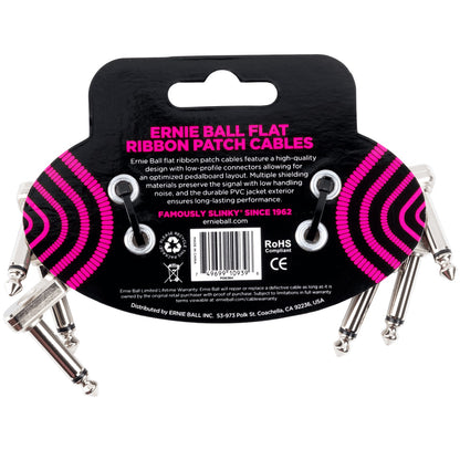 Ernie Ball Flat Ribbon Patch Cable - White  Pack of 3