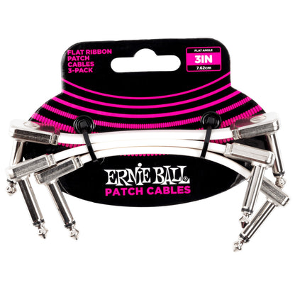 Ernie Ball Flat Ribbon Patch Cable - White  Pack of 3