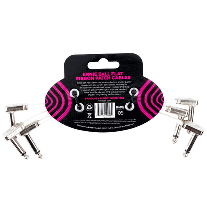 Ernie Ball Flat Ribbon Patch Cable - White  Pack of 3