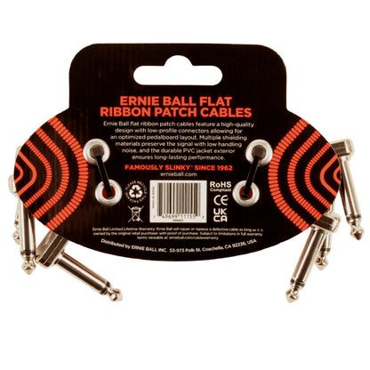 Ernie Ball 6401 3" Flat Ribbon Patch Cable - Red - Pack of 3