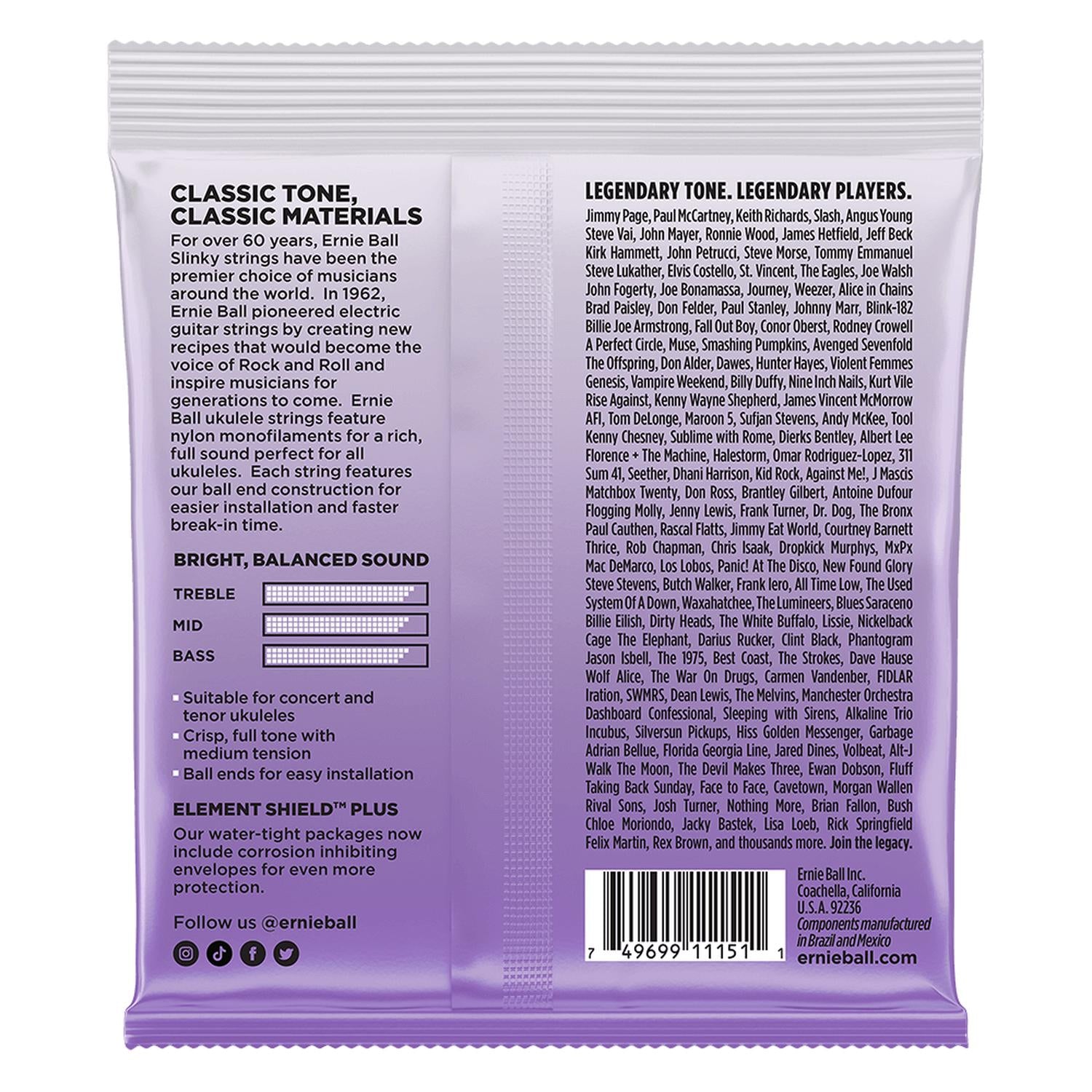Ernie Ball Concert & Tenor Wound G Nylon Ball End Ukulele Strings
