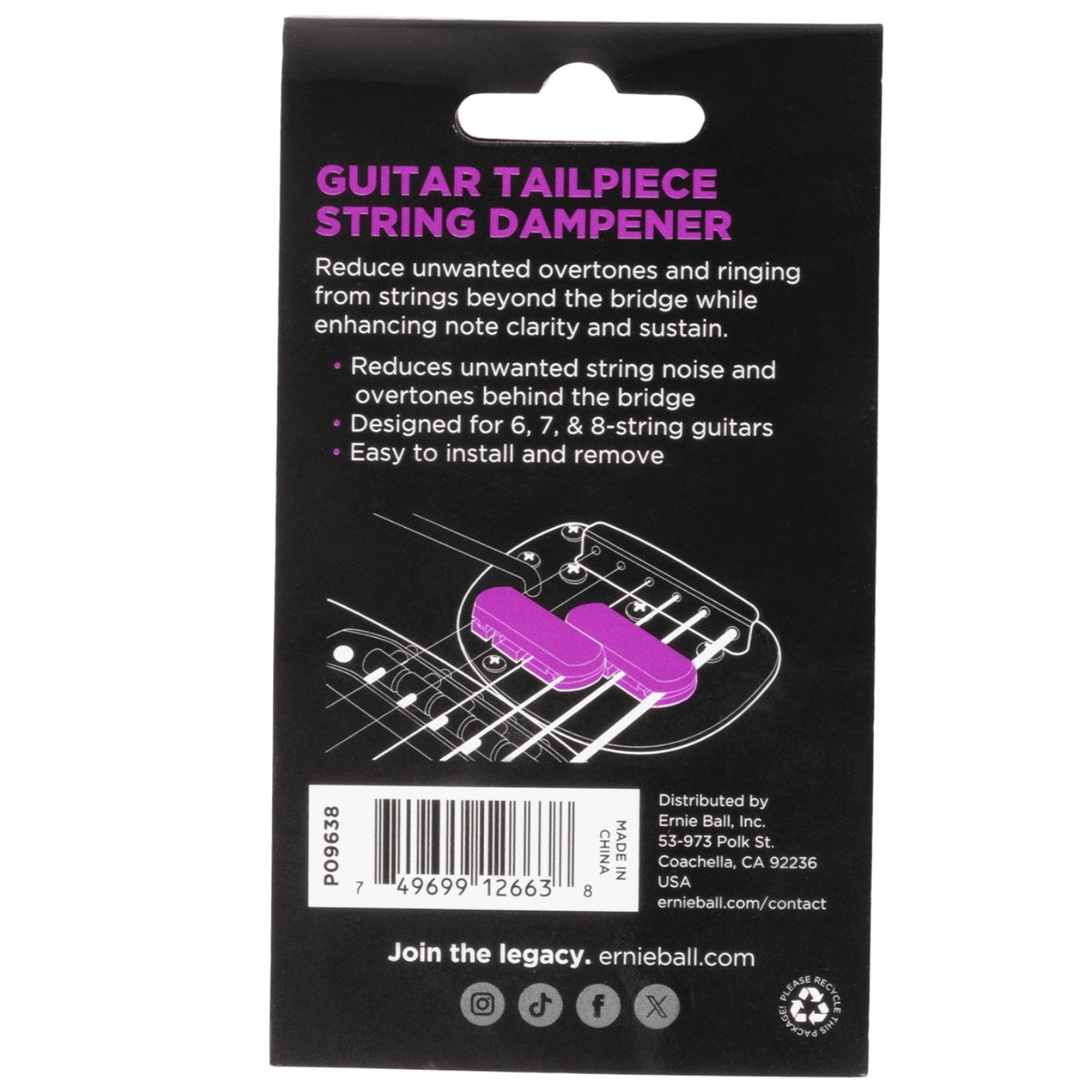 Ernie Ball 9638 Guitar Tailpiece Spring Dampener
