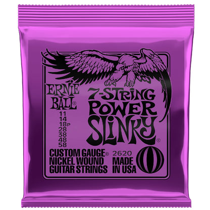 Ernie Ball 2620 Power Slinky Electric Guitar Strings, 7-String