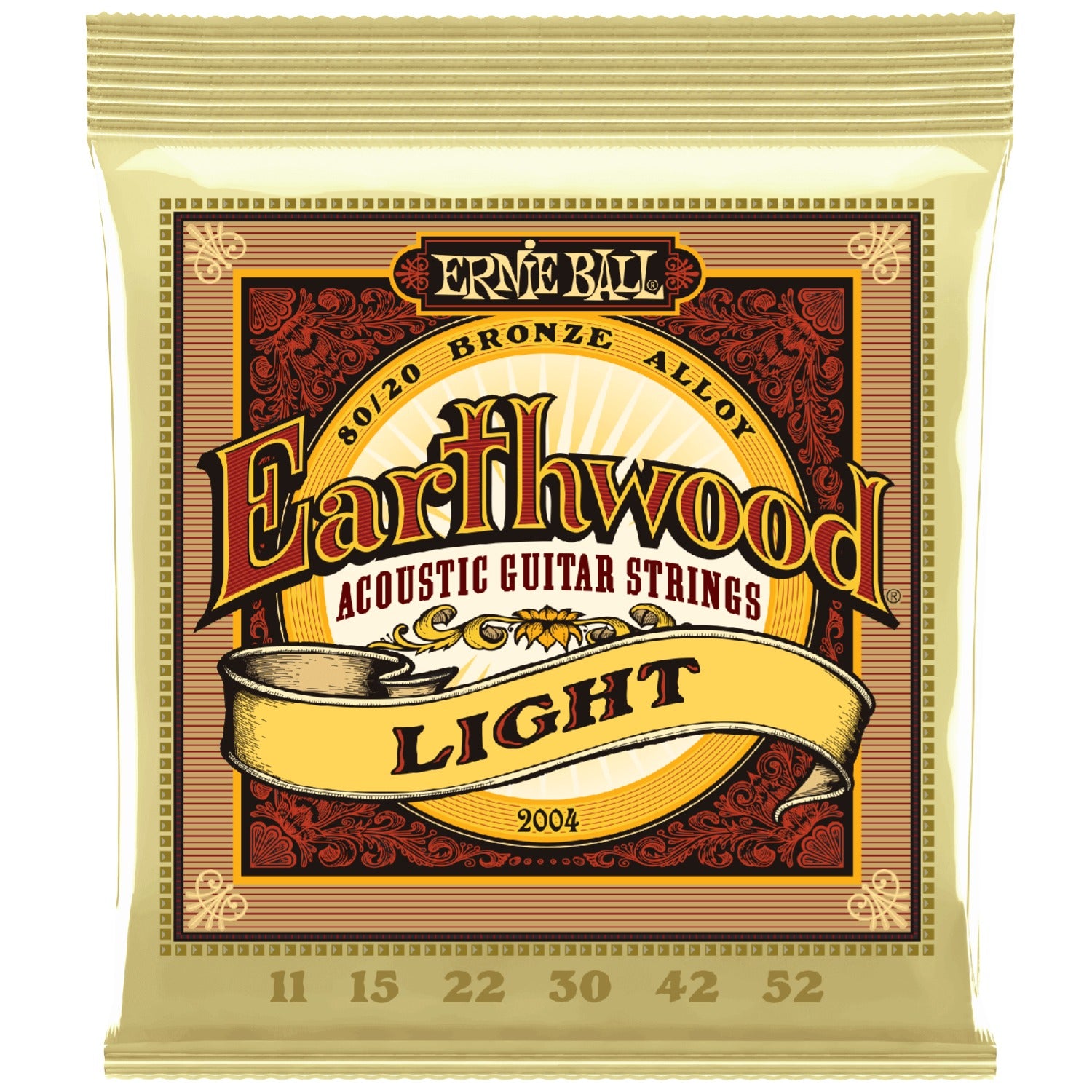 Ernie Ball 2004 Earthwood Acoustic Guitar Strings, 80/20 Bronze Light