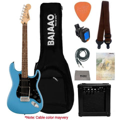 Fender Squier Sonic Stratocaster Electric Guitar Pro Bundle with Amplifier, Gigbag, Tuner, Strap, Picks, Cable, Polishing Cloth & Ebook