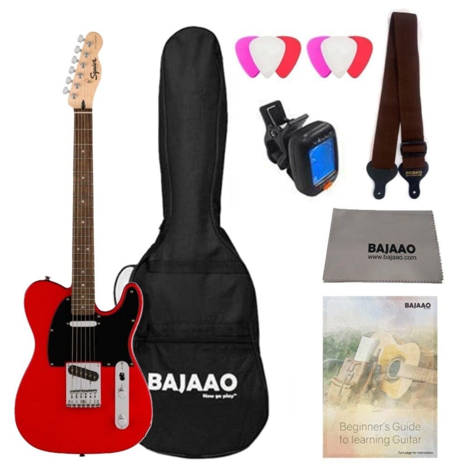Fender Squier Sonic Telecaster Electric Guitar With Gigbag, Polishing Cloth, Picks, Strap, Tuner & Ebook
