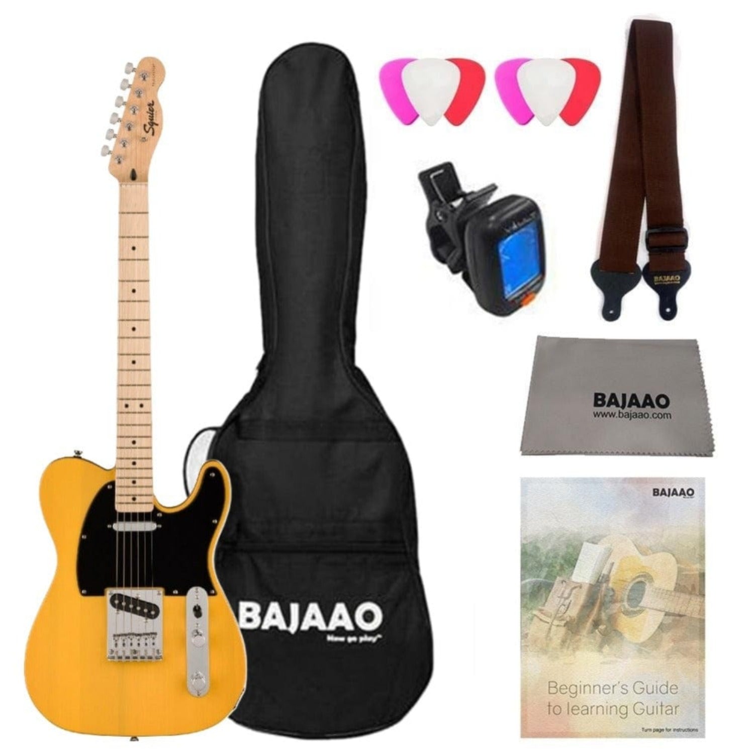 Fender Squier Sonic Telecaster Electric Guitar With Gigbag, Polishing Cloth, Picks, Strap, Tuner & Ebook