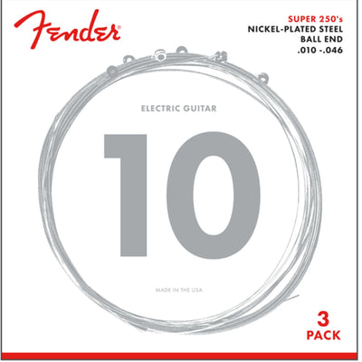 Fender Super 250's Nickel Plated Steel Electric Guitar Strings - Pack of 3