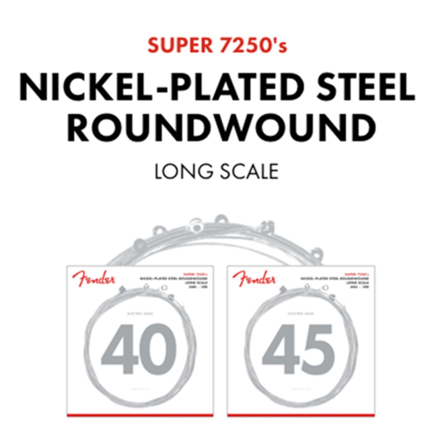 Fender 7250ML Nickel-Plated Steel Long Scale Gauge Bass Guitar Strings - 45 - 100