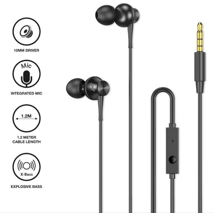 FLiX In-Ear Wired Headphones Black FLiX (Beetel) Tone 130 Wired Headset - Black