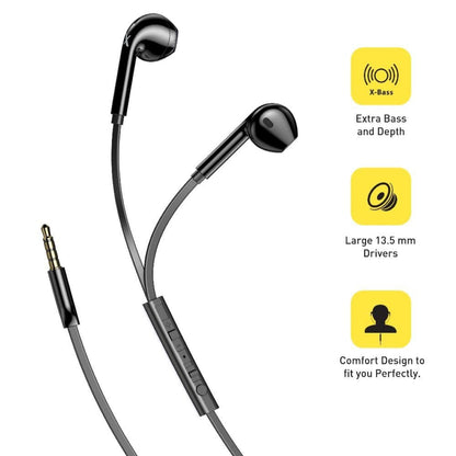 FLiX In-Ear Wired Headphones Black FLiX (Beetel) Tone 200 Wired Headset - Black