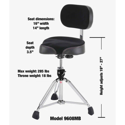 Gibraltar 9608MB 9000 Series 16" Cordura Saddle Drum Throne with Backrest
