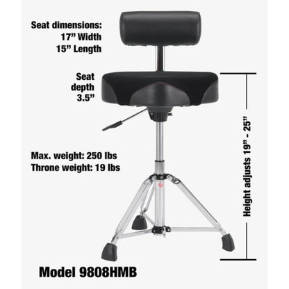 Gibraltar 9808HMB 16" Hydraulic Saddle Drum Throne
