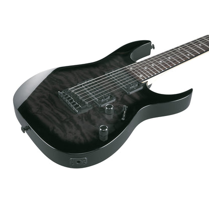Ibanez GRG7221QA RG Series 7-String Electric Guitar - Transparent Black Sunburst