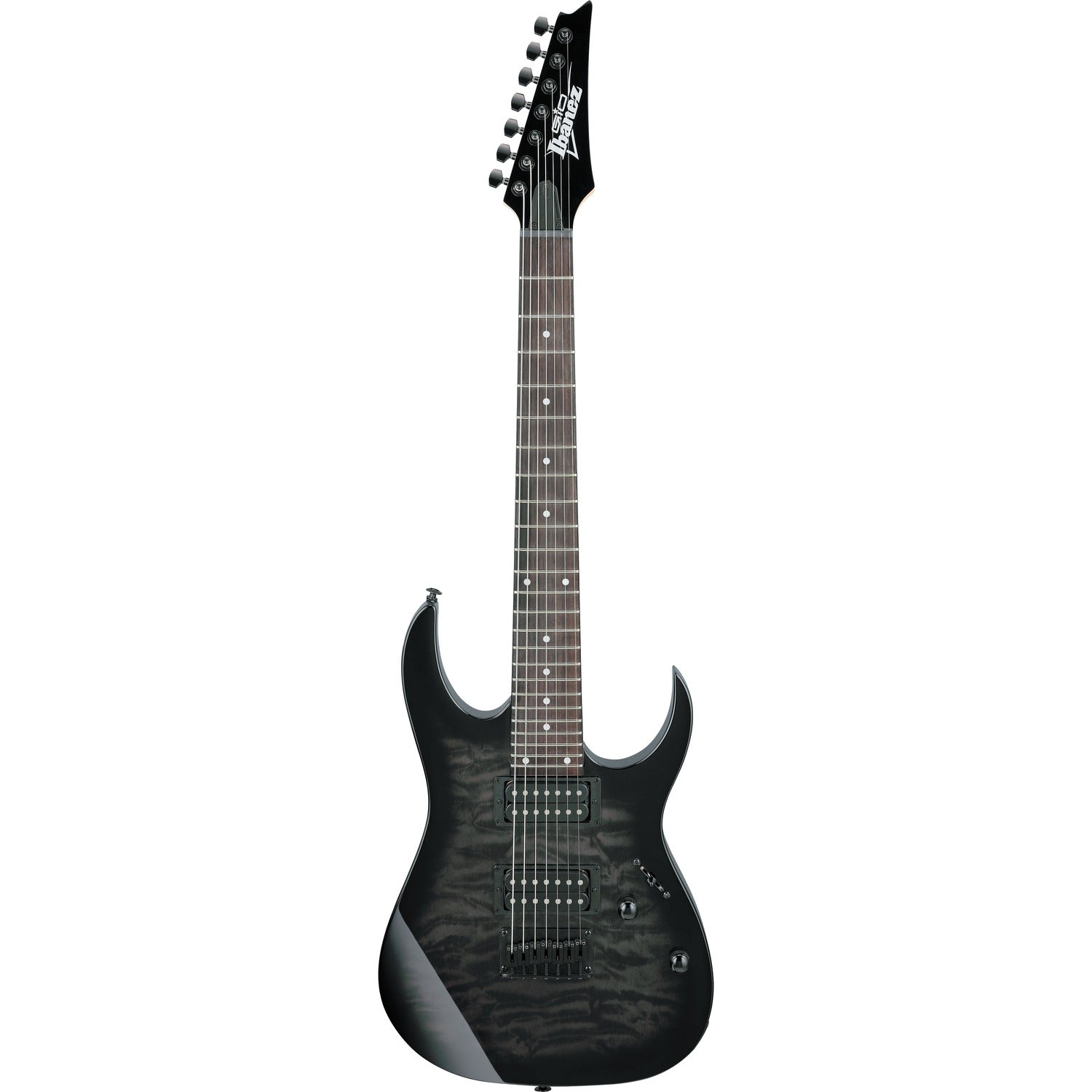 Ibanez GRG7221QA RG Series 7-String Electric Guitar - Transparent Black Sunburst