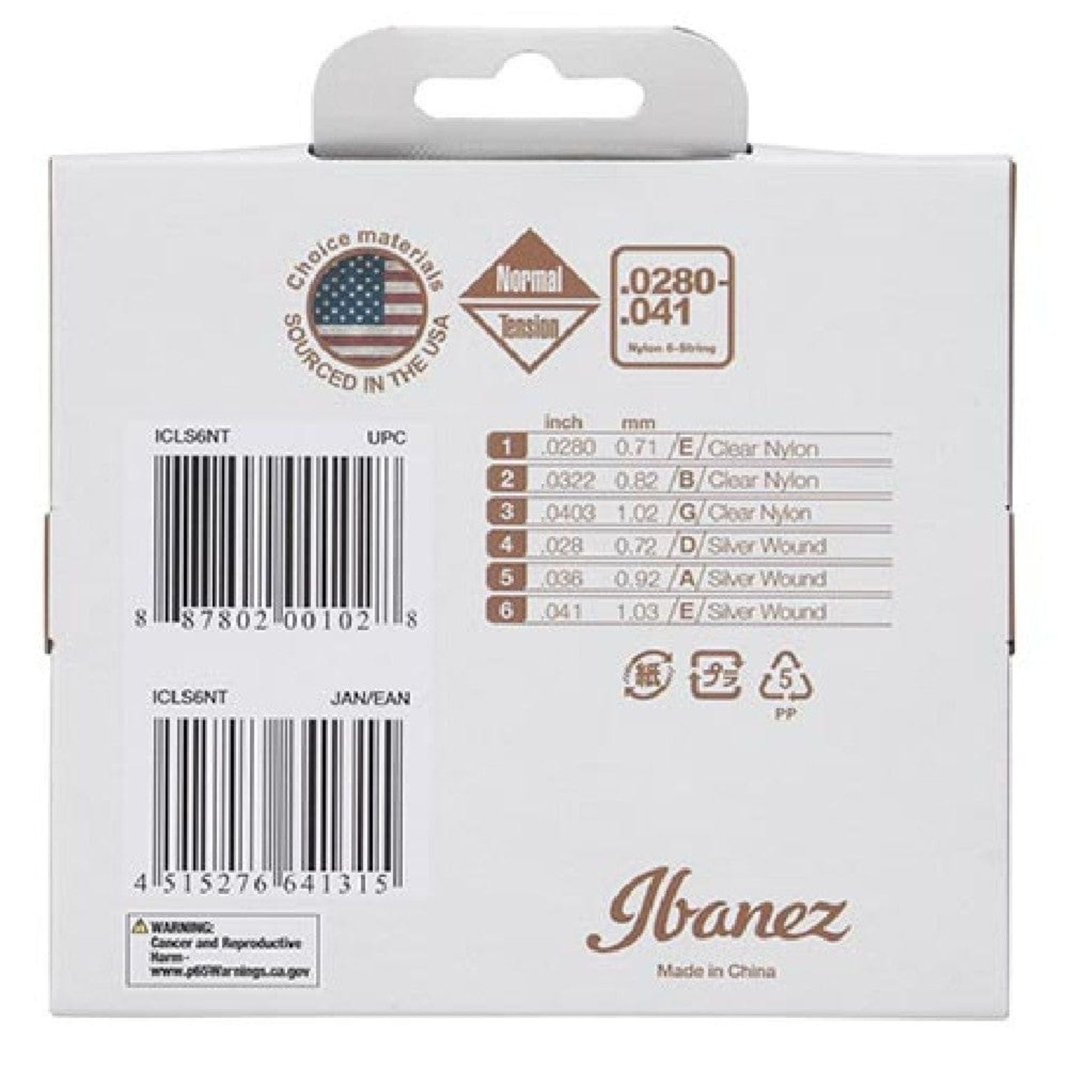 Ibanez ICLS6NT Classical Guitar Strings - Normal Tension - Open Box