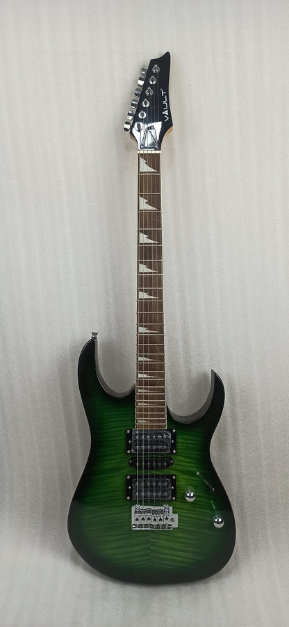 Vault RG1 Soloist Premium Electric Guitar - Transparent Green Burst - Open Box B Stock