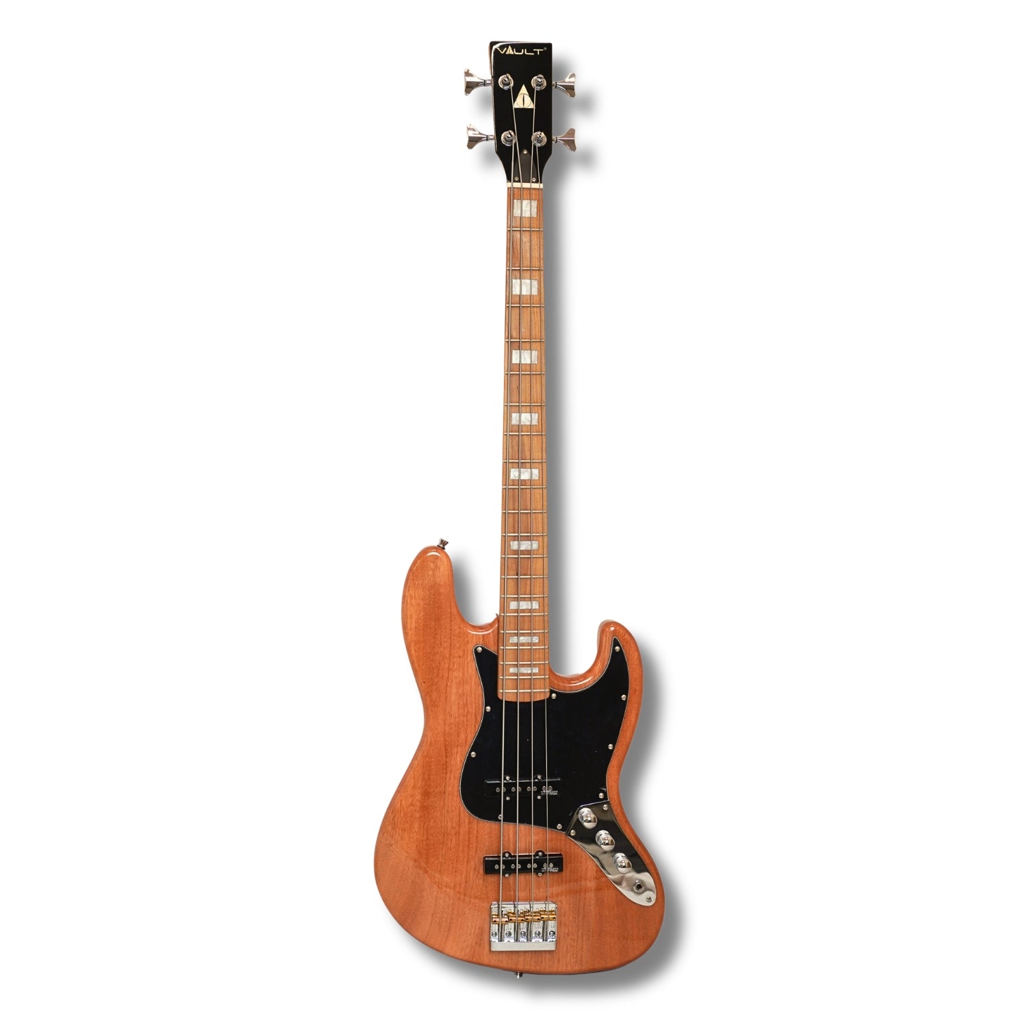 Vault Artisan JB 4-String Bass Guitar with Wilkinson Pickups – Roasted Maple Neck & Fingerboard, Fixed Bridge with Brass Saddles, Mahogany Body, Natural Gloss Finish