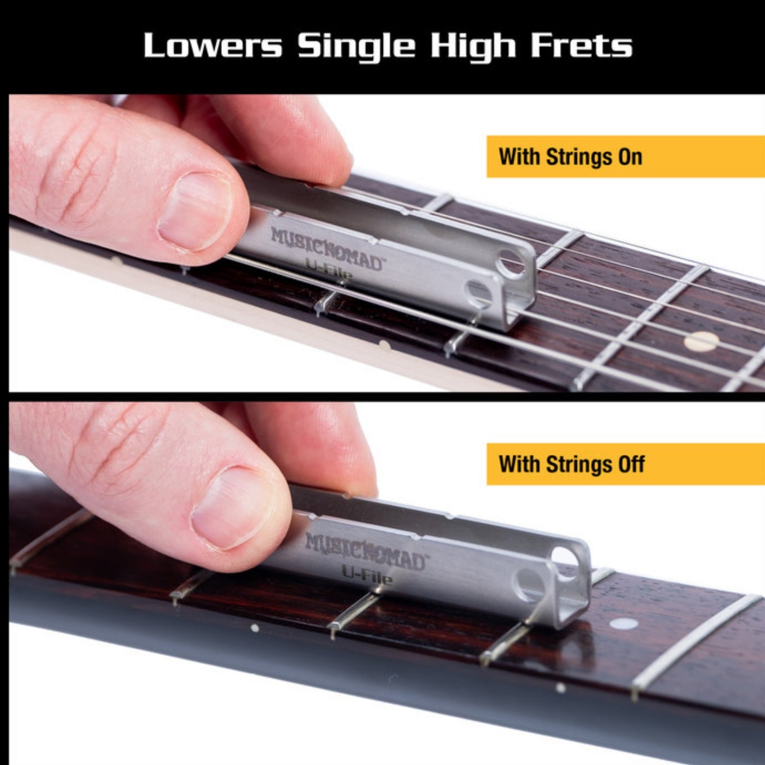 Music Nomad MN813 Diamond U-File for Leveling Single Guitar Fret Leveler - Pack of 3