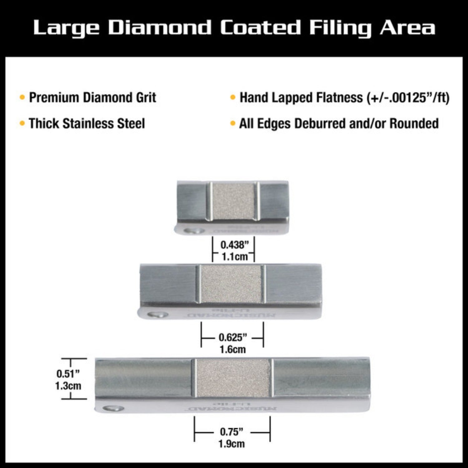 Music Nomad MN813 Diamond U-File for Leveling Single Guitar Fret Leveler - Pack of 3