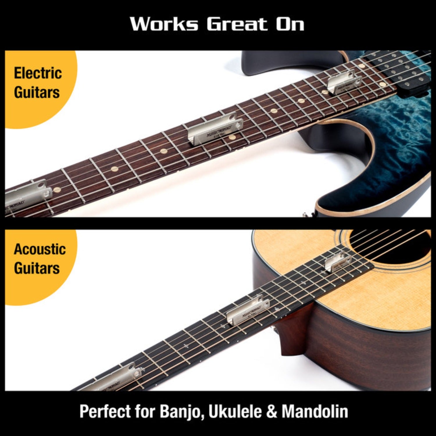 Music Nomad MN813 Diamond U-File for Leveling Single Guitar Fret Leveler - Pack of 3