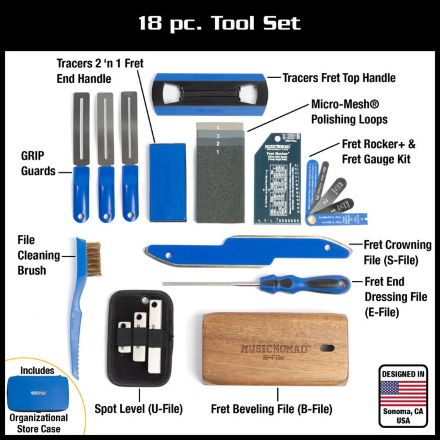 Music Nomad MN880 Premium Guitar Tech Fret Tool Set