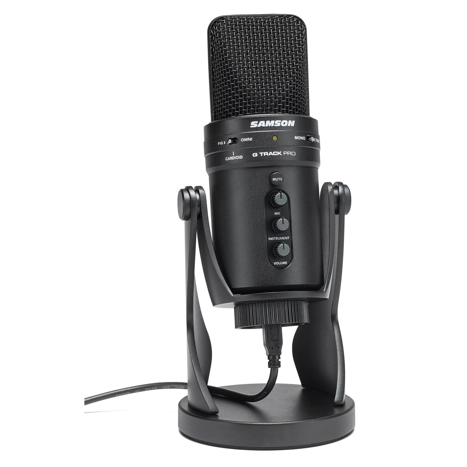 Samson G-Track Pro Professional USB Condenser Microphone with Audio Interface- Black