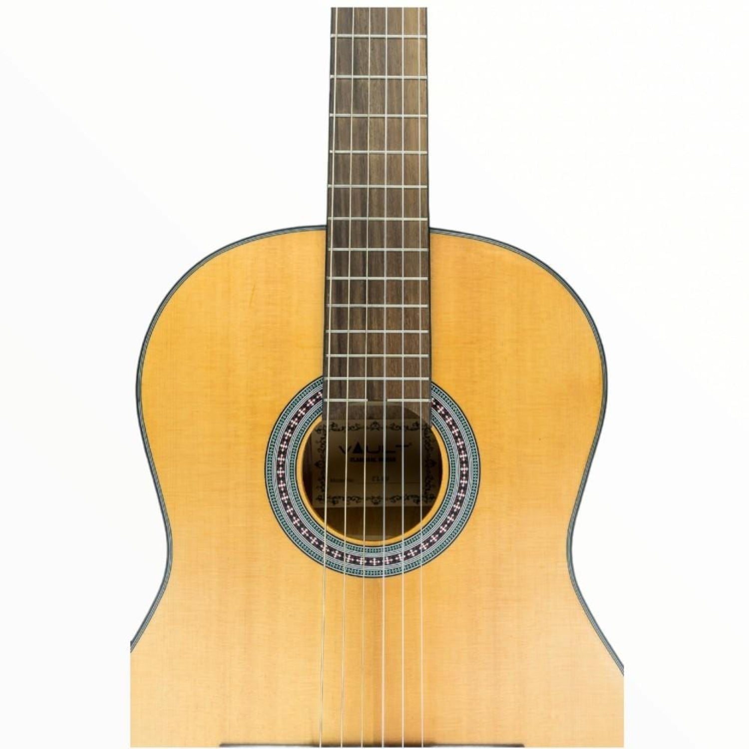 vault classical guitars natural matte vault cl-40 4/4 size premium solid spruce-top classical guitar with gigbag   