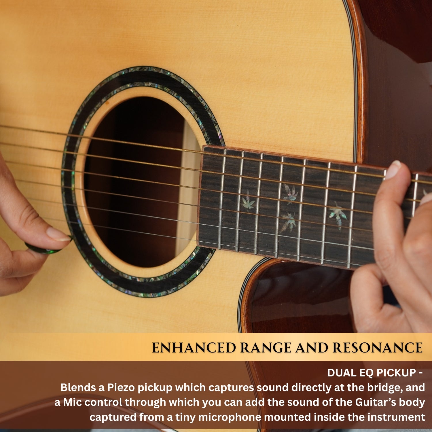 Vault Electro Acoustic Guitars Natural Vault DA60CE Premium Dreadnought Cutaway Solid Spruce Top Electro Acoustic Guitar with Dual EQ and Armrest