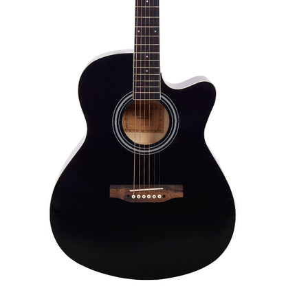 Vault EA20 Guitar Kit with Learn to Play Ebook, Bag, Strings, Straps, Picks, String winder & Polishing Cloth - 40 inch Cutaway Acoustic Guitar