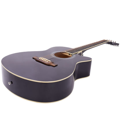 Vault EA20 Guitar Kit with Learn to Play Ebook, Bag, Strings, Straps, Picks, String winder & Polishing Cloth - 40 inch Cutaway Acoustic Guitar