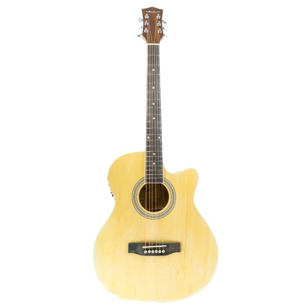 Vault EA20 Guitar Kit with Learn to Play Ebook, Bag, Strings, Straps, Picks, String winder & Polishing Cloth - 40 inch Cutaway Acoustic Guitar