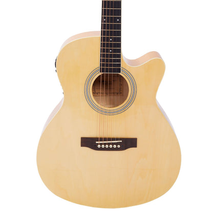 Vault EA20 Guitar Kit with Learn to Play Ebook, Bag, Strings, Straps, Picks, String winder & Polishing Cloth - 40 inch Cutaway Acoustic Guitar