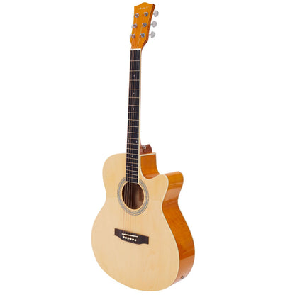 Vault EA20 Guitar Kit with Learn to Play Ebook, Bag, Strings, Straps, Picks, String winder & Polishing Cloth - 40 inch Cutaway Acoustic Guitar