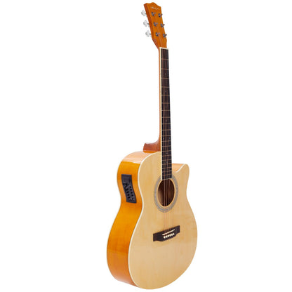 Vault EA20 Guitar Kit with Learn to Play Ebook, Bag, Strings, Straps, Picks, String winder & Polishing Cloth - 40 inch Cutaway Acoustic Guitar