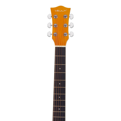Vault EA20 Guitar Kit with Learn to Play Ebook, Bag, Strings, Straps, Picks, String winder & Polishing Cloth - 40 inch Cutaway Acoustic Guitar