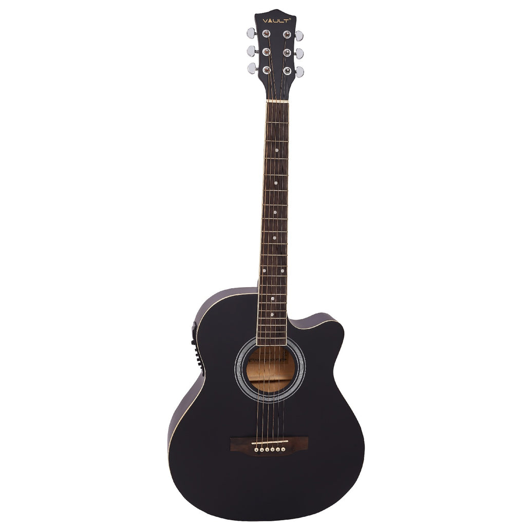 Vault EA20 Guitar Kit with Learn to Play Ebook, Bag, Strings, Straps, Picks, String winder & Polishing Cloth - 40 inch Cutaway Acoustic Guitar