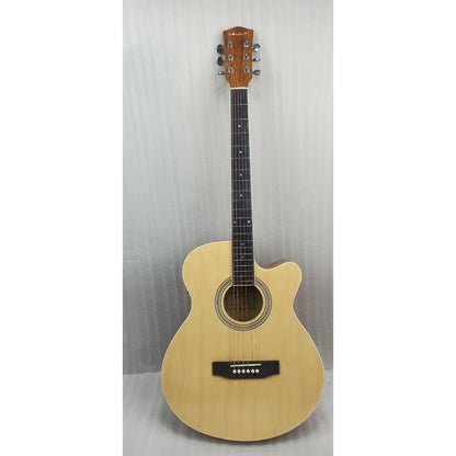 Vault EA20 Guitar Kit with Learn to Play Ebook, Bag, Strings, Straps, Picks, String winder & Polishing Cloth - 40 inch Cutaway Acoustic Guitar - Open Box B Stock