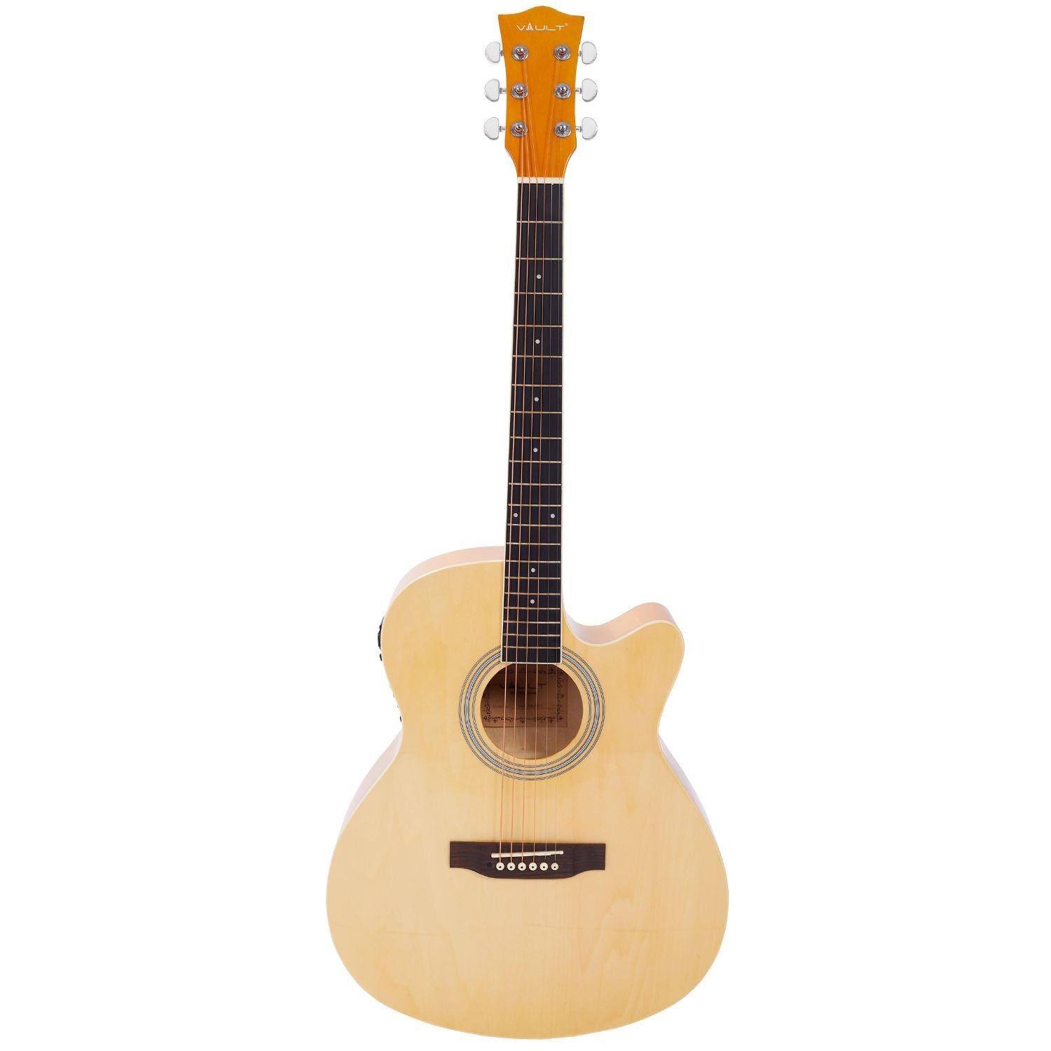 Vault EA20 Guitar Kit with Learn to Play Ebook, Bag, Strings, Straps, Picks, String winder & Polishing Cloth - 40 inch Cutaway Acoustic Guitar