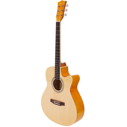 Vault EA20 Guitar Kit with Learn to Play Ebook, Bag, Strings, Straps, Picks, String winder & Polishing Cloth - 40 inch Cutaway Acoustic Guitar
